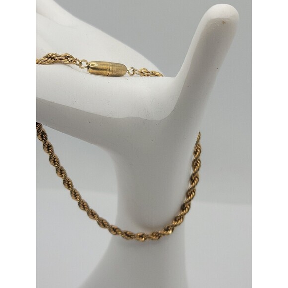 Vintage 1960s Yellow Gold Plate Rope Chain Bracelet - Picture 3 of 3